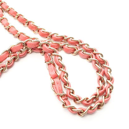 マトラッセ Wフラップ Wチェーンショルダーバッグ キャビアスキン ピンク ゴールド金具 シャネル バッグ CHANEL