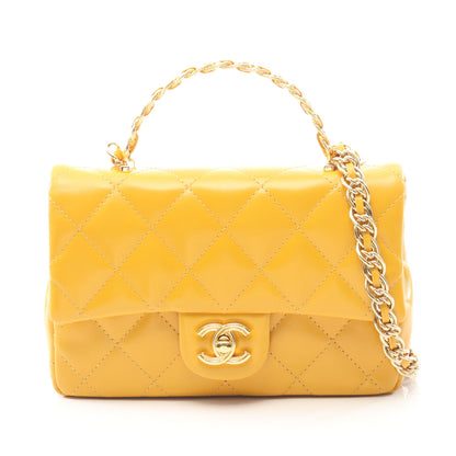 マトラッセ トップハンドル チェーンショルダーバッグ シャイニーカーフスキン オレンジイエロー ゴールド金具 2WAY シャネル バッグ CHANEL