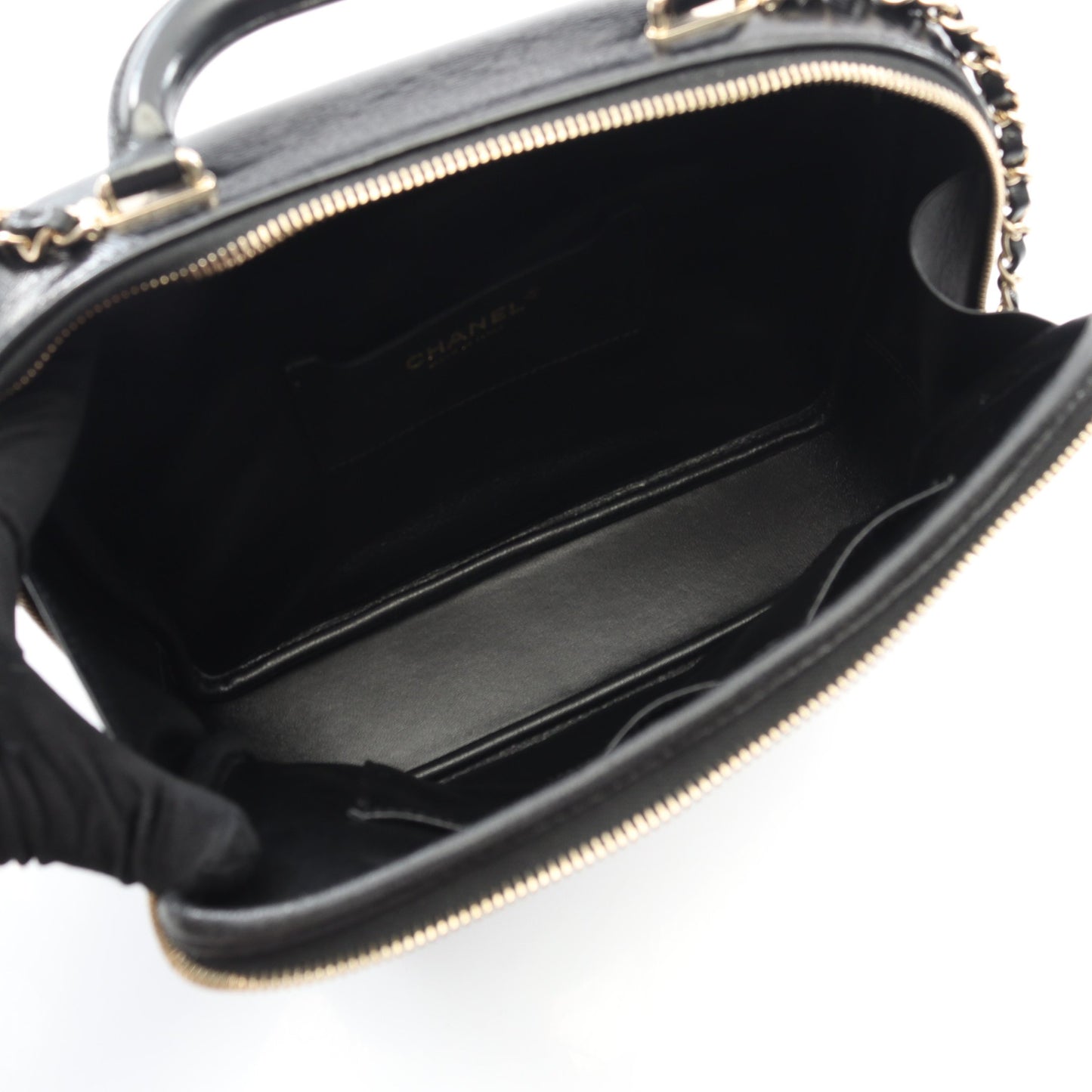 マトラッセ トップハンドル チェーンショルダーバッグ シャイニーカーフスキン ブラック ゴールド金具 2WAY シャネル バッグ CHANEL