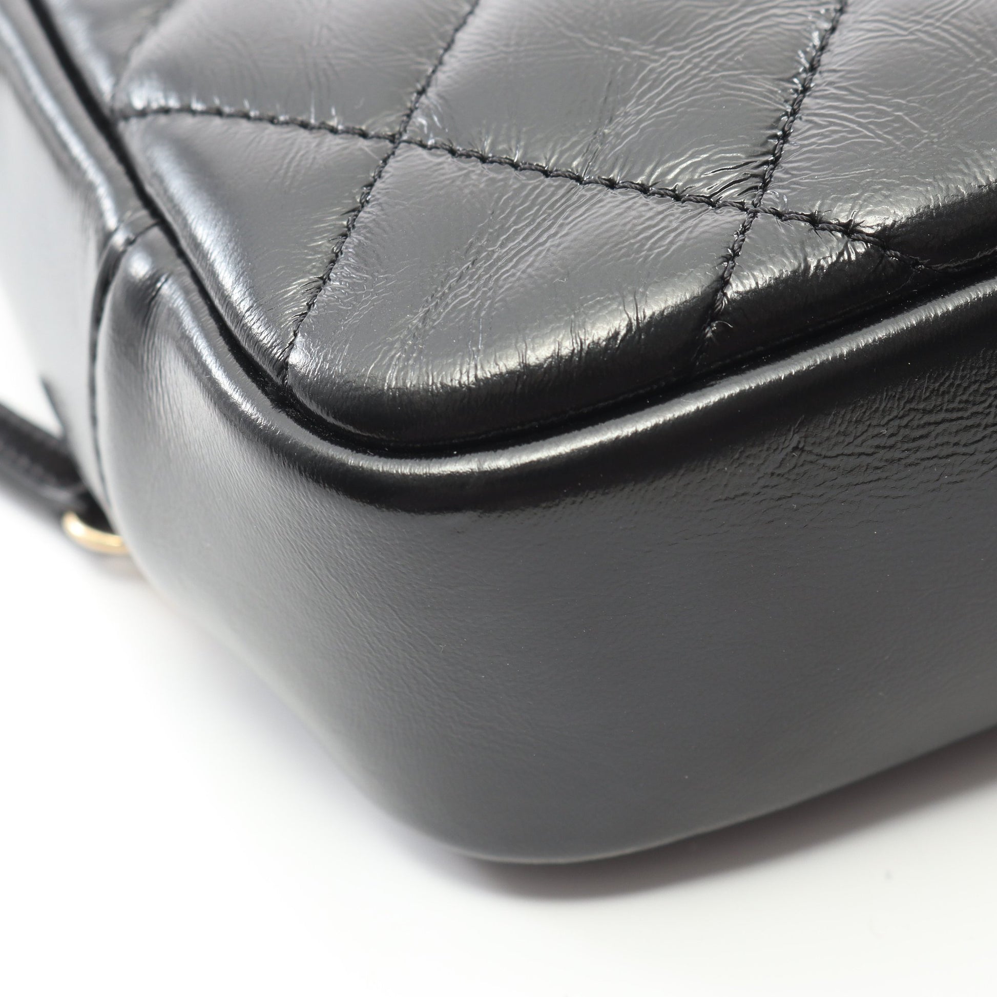 マトラッセ トップハンドル チェーンショルダーバッグ シャイニーカーフスキン ブラック ゴールド金具 2WAY シャネル バッグ CHANEL
