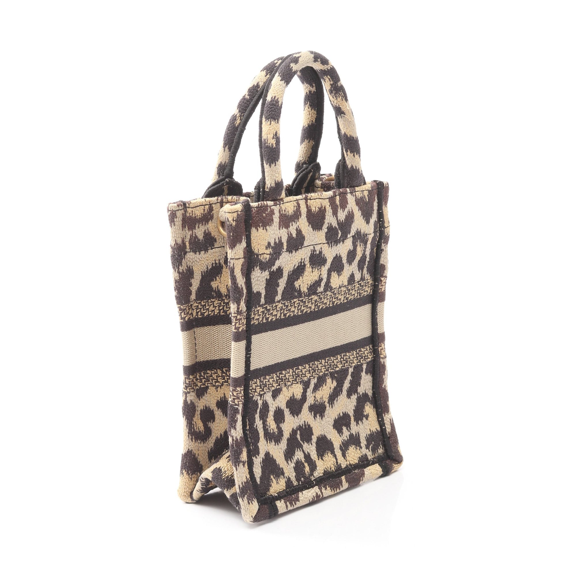 BOOK TOTE ブックトート バーティカルバッグ ミニ フォンバッグ ハンドバッグ レオパード柄 キャンバス ベージュ ダークブラウン 2WAY クリスチャンディオール バッグ Christian Dior