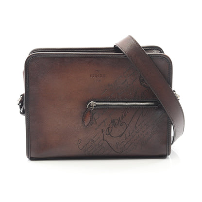 JOURNALIER SCRITTO ショルダーバッグ レザー ダークブラウン ベルルッティ バッグ Berluti