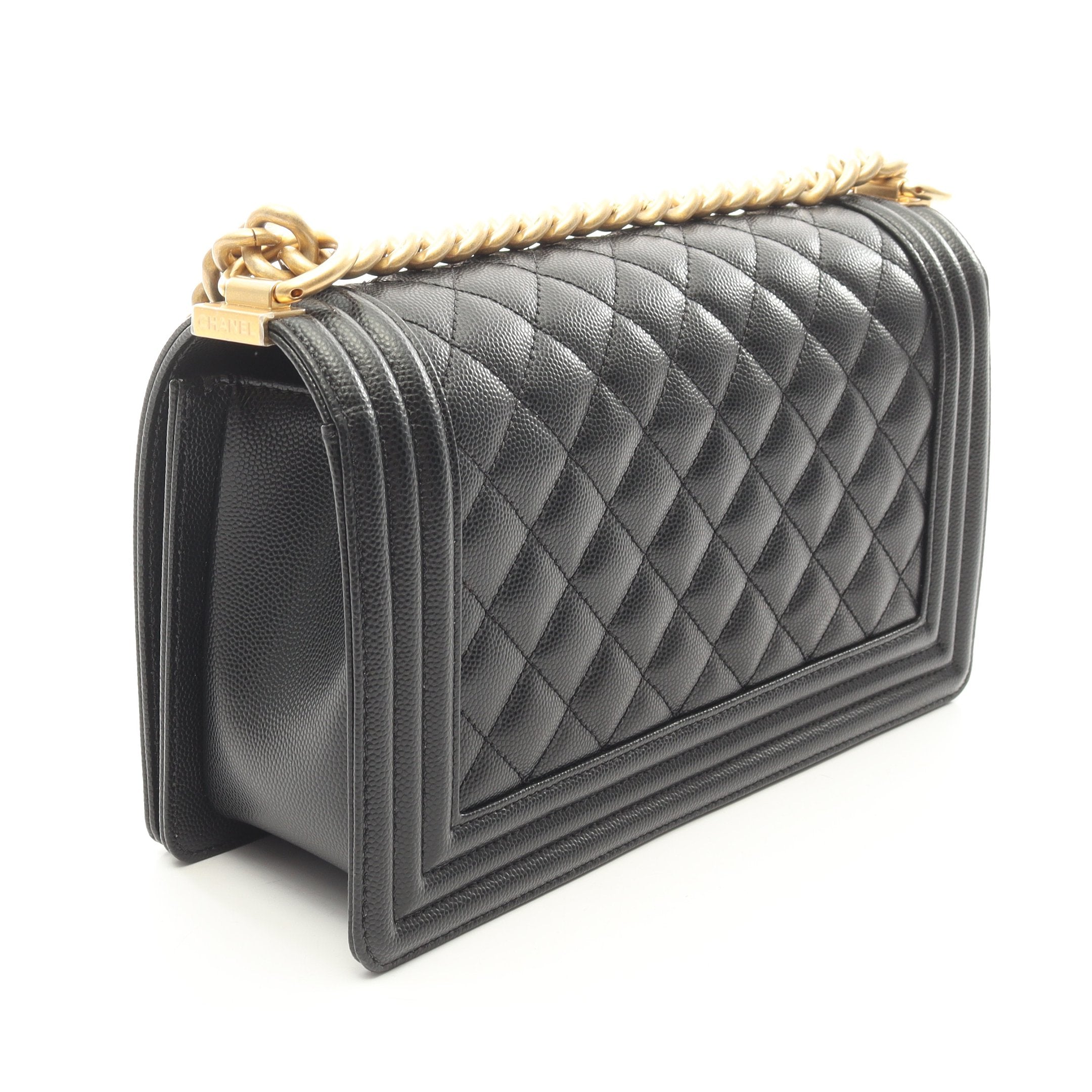 ボーイシャネル チェーンショルダーバッグ キャビアスキン ブラック