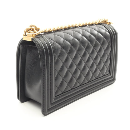 ボーイシャネル チェーンショルダーバッグ キャビアスキン ブラック ゴールド金具 シャネル バッグ CHANEL