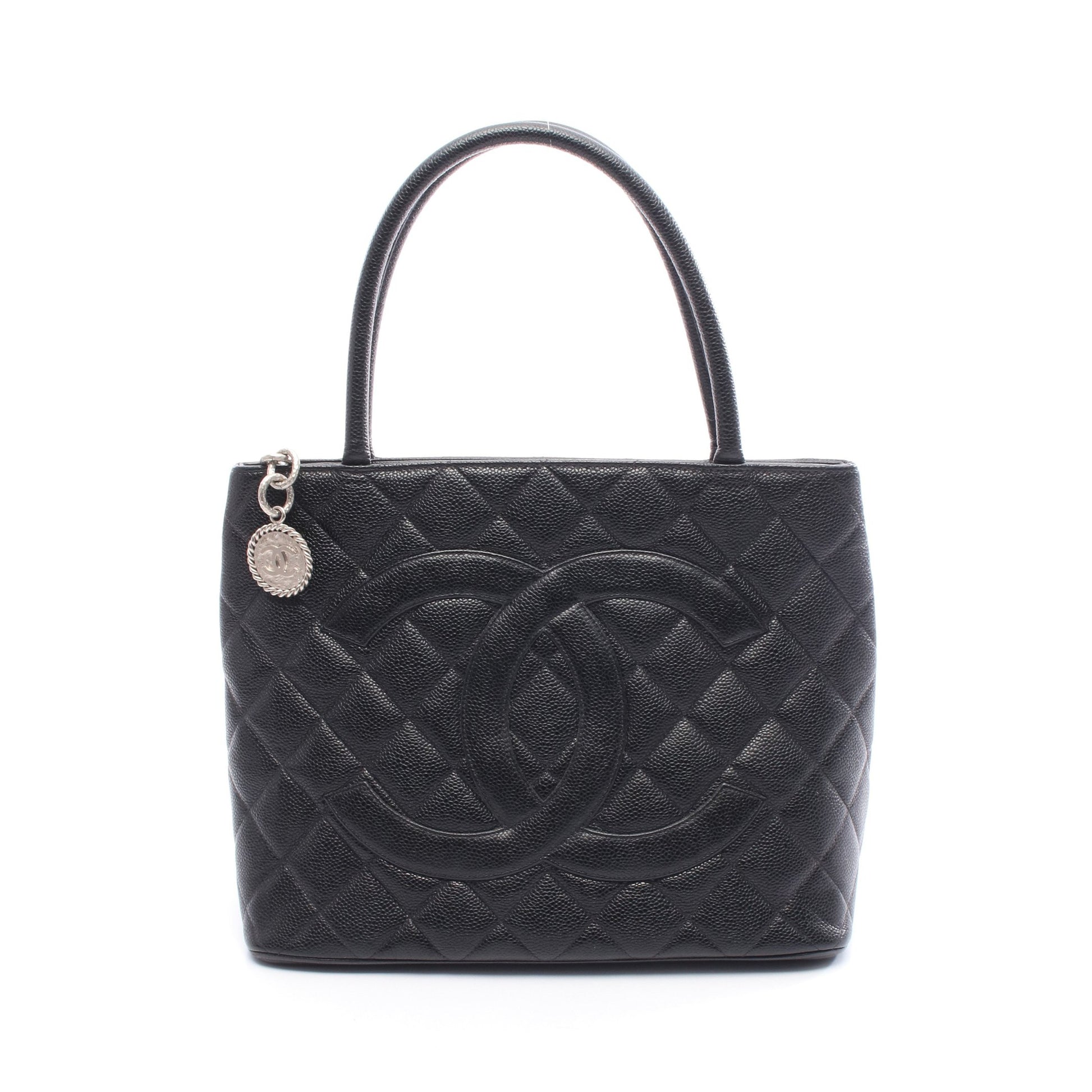 復刻トート ハンドバッグ トートバッグ キャビアスキン ブラック シルバー金具 シャネル バッグ CHANEL