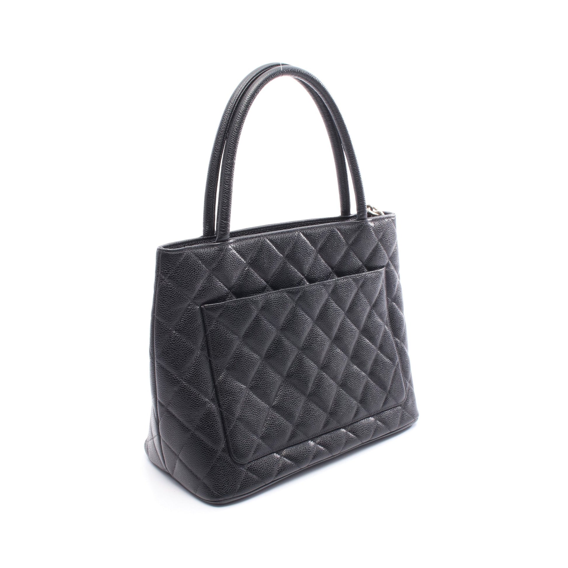 復刻トート ハンドバッグ トートバッグ キャビアスキン ブラック シルバー金具 シャネル バッグ CHANEL