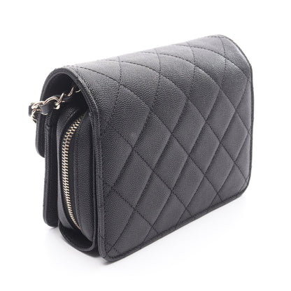 マトラッセ ミニフラップ チェーンショルダーバッグ キャビアスキン ブラック ゴールド金具 シャネル バッグ CHANEL