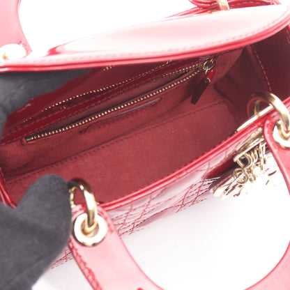 レディディオール ミニ カナージュ ハンドバッグ エナメルレザー レッド 2WAY クリスチャンディオール バッグ Christian Dior