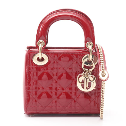 レディディオール ミニ カナージュ ハンドバッグ エナメルレザー レッド 2WAY クリスチャンディオール バッグ Christian Dior