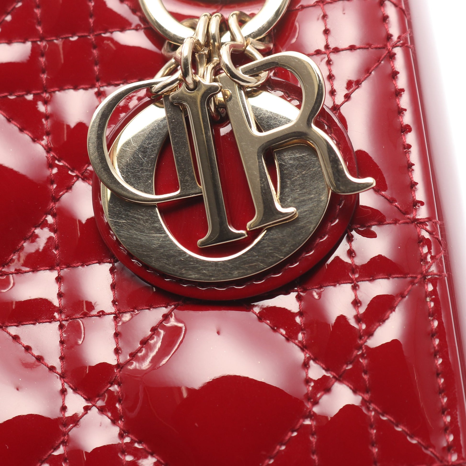 レディディオール ミニ カナージュ ハンドバッグ エナメルレザー レッド 2WAY クリスチャンディオール バッグ Christian Dior