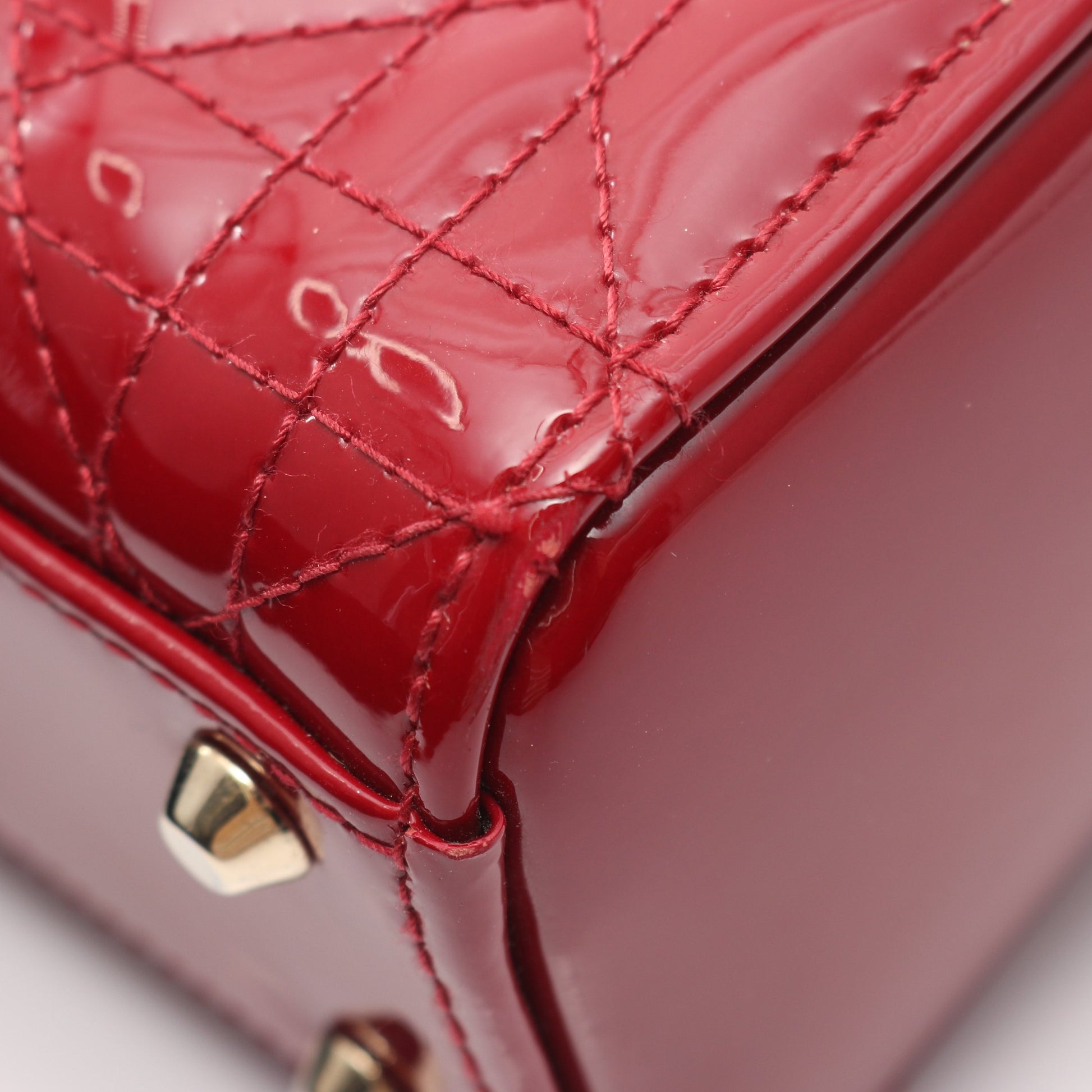 レディディオール ミニ カナージュ ハンドバッグ エナメルレザー レッド 2WAY クリスチャンディオール バッグ Christian Dior