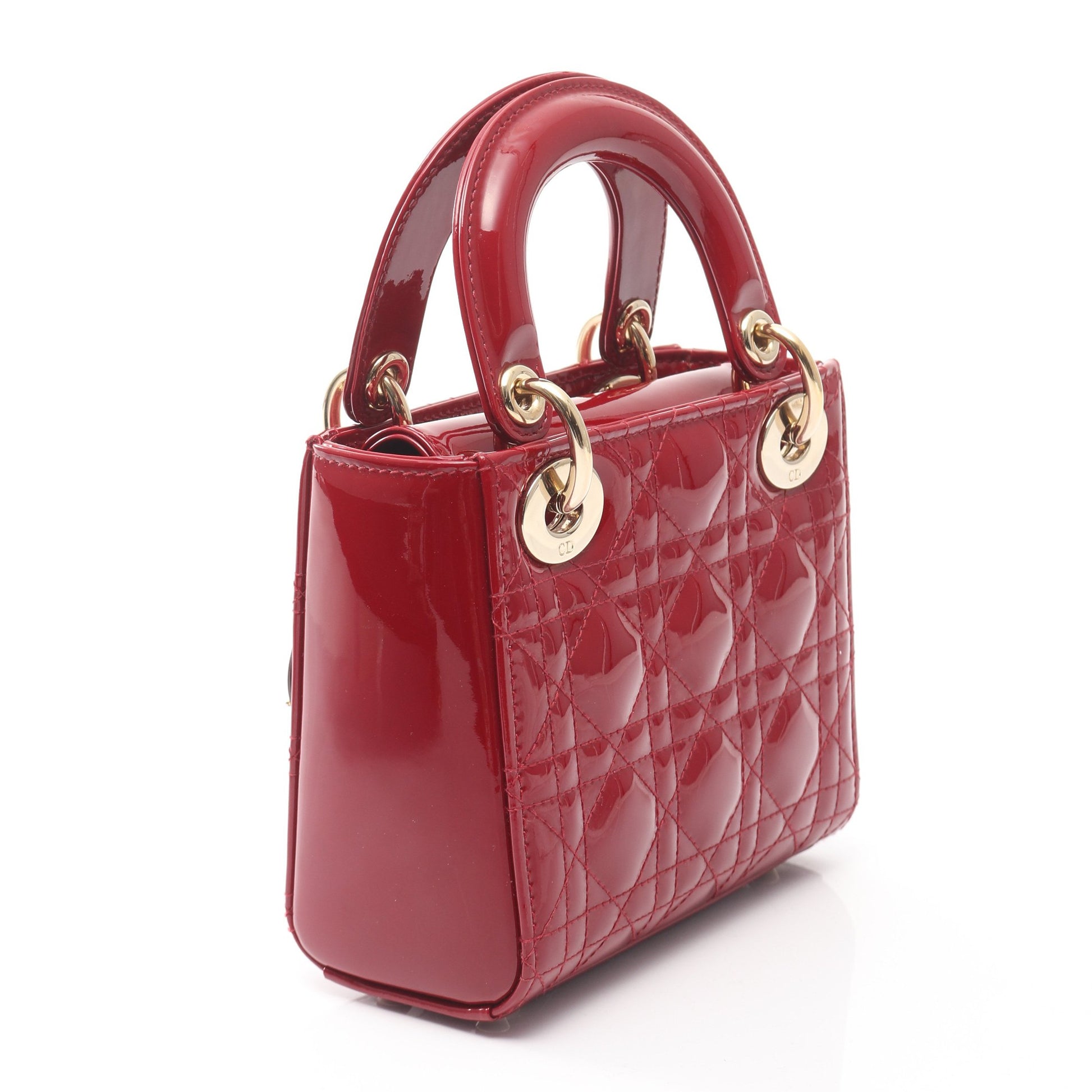 レディディオール ミニ カナージュ ハンドバッグ エナメルレザー レッド 2WAY クリスチャンディオール バッグ Christian Dior