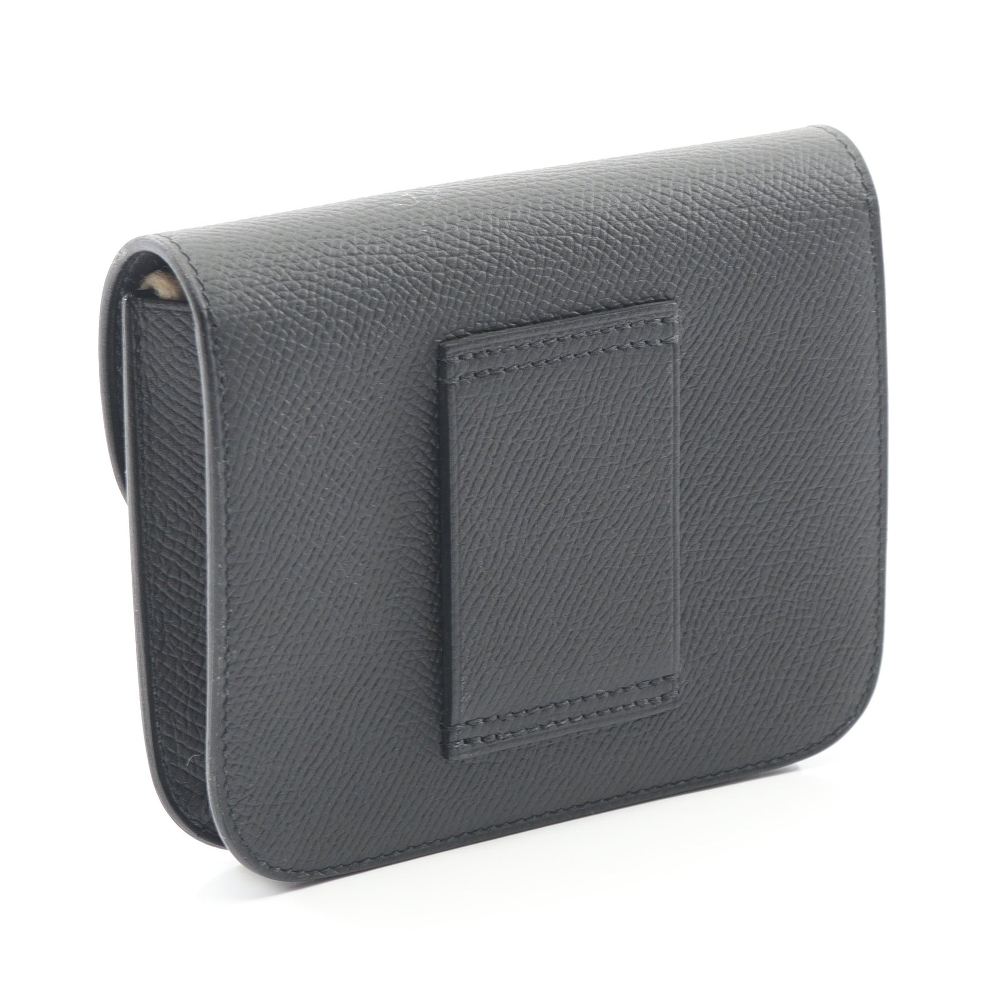 コンスタンス スリム 二つ折り財布 ヴォーエプソン ブラック ピンクゴールド金具 Z刻印 エルメス 財布・小物 HERMES