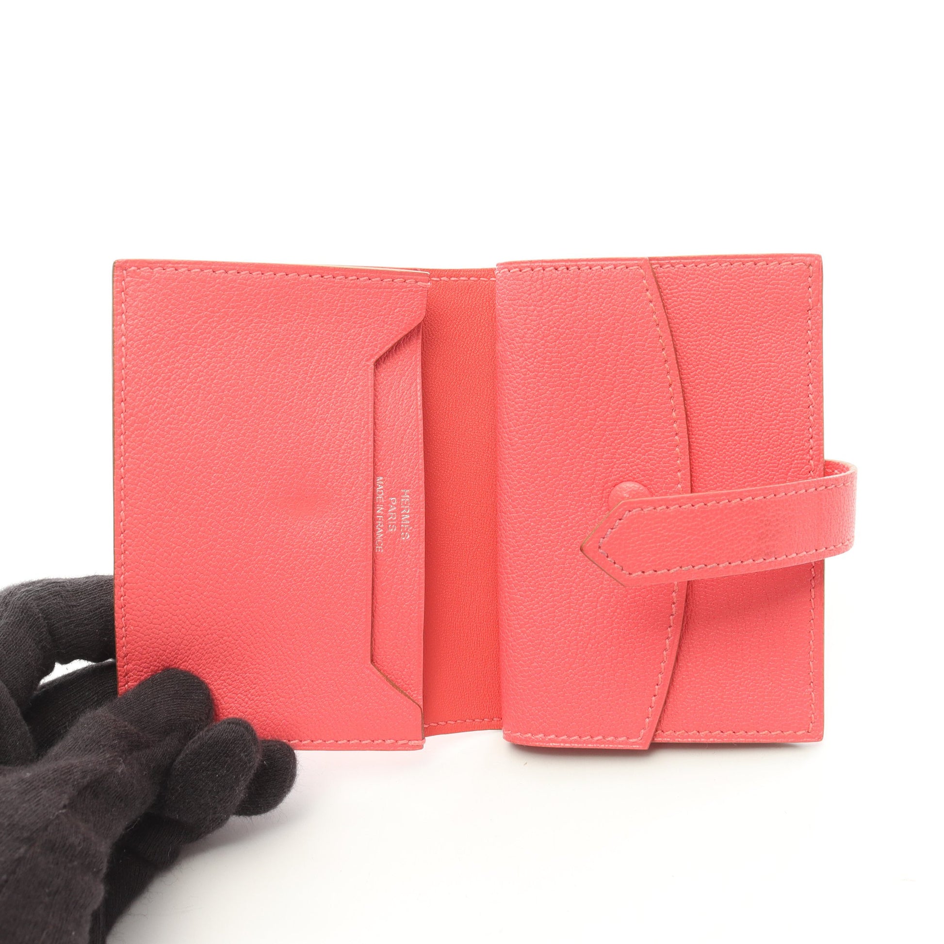 ベアンミニ ローズアザレ カードケース シェーブル ピンク シルバー金具 X刻印 エルメス 財布・小物 HERMES