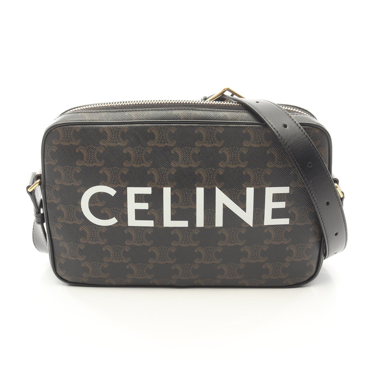 トリオンフ ミディアム メッセンジャーバッグ ショルダーバッグ PVC レザー ブラック ブラウン セリーヌ バッグ CELINE