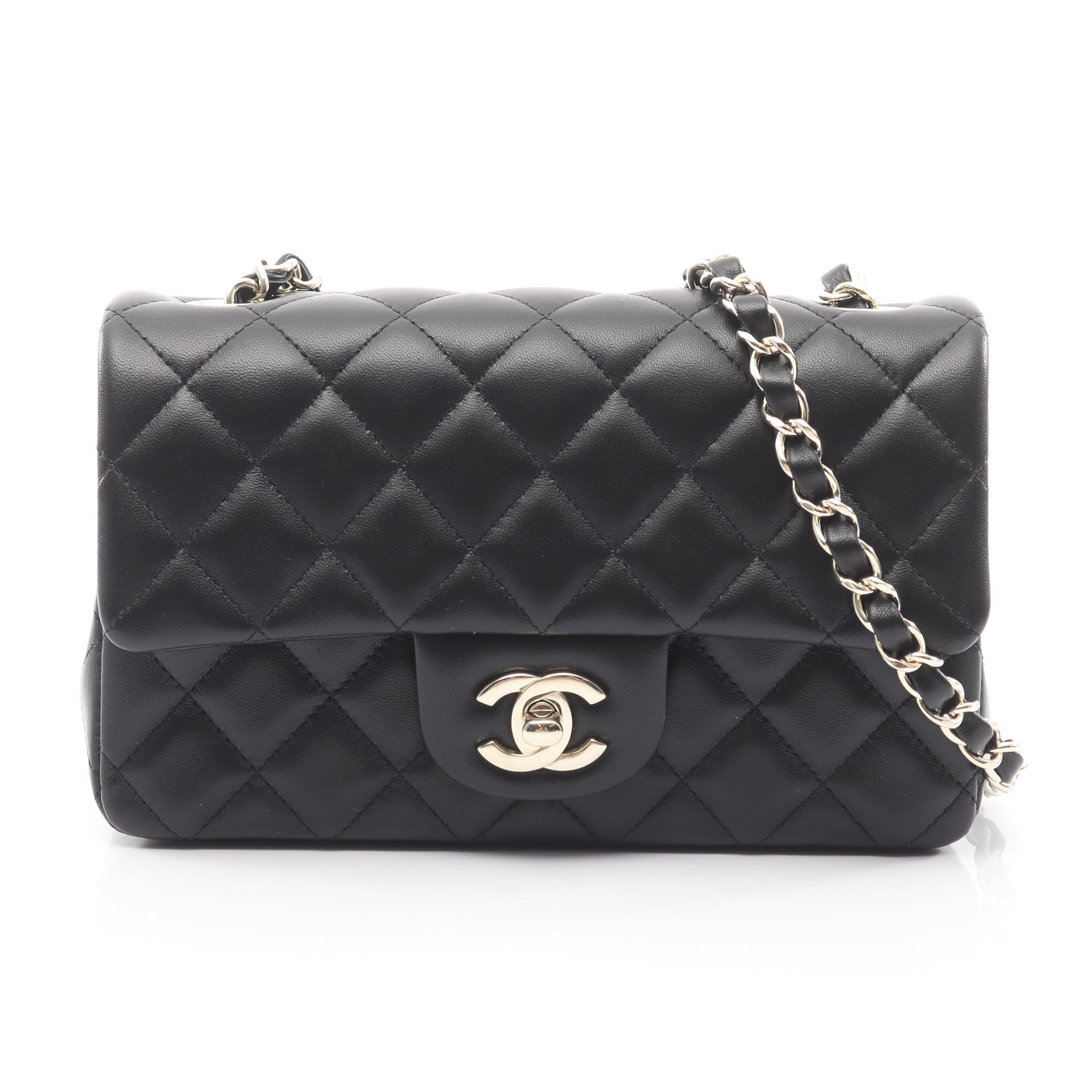 ミニマトラッセ20 チェーンショルダーバッグ ラムスキン ブラック シルバー金具 シャネル バッグ CHANEL