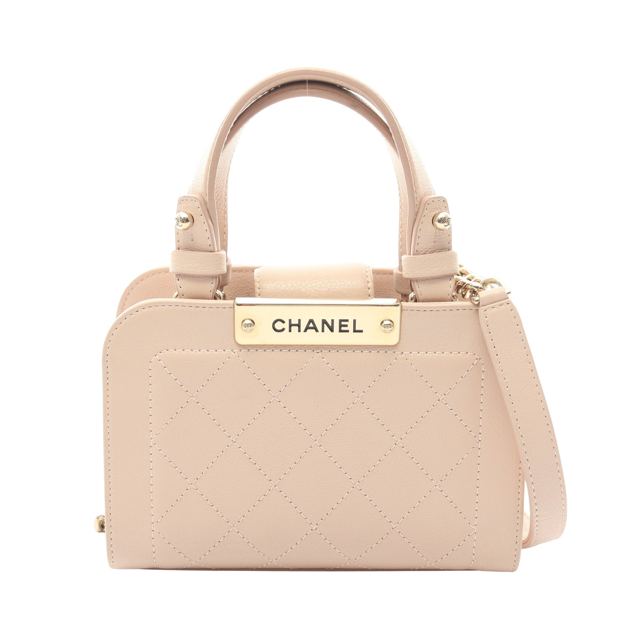 マトラッセ チェーンショルダーバッグ レザー ライトピンク ゴールド