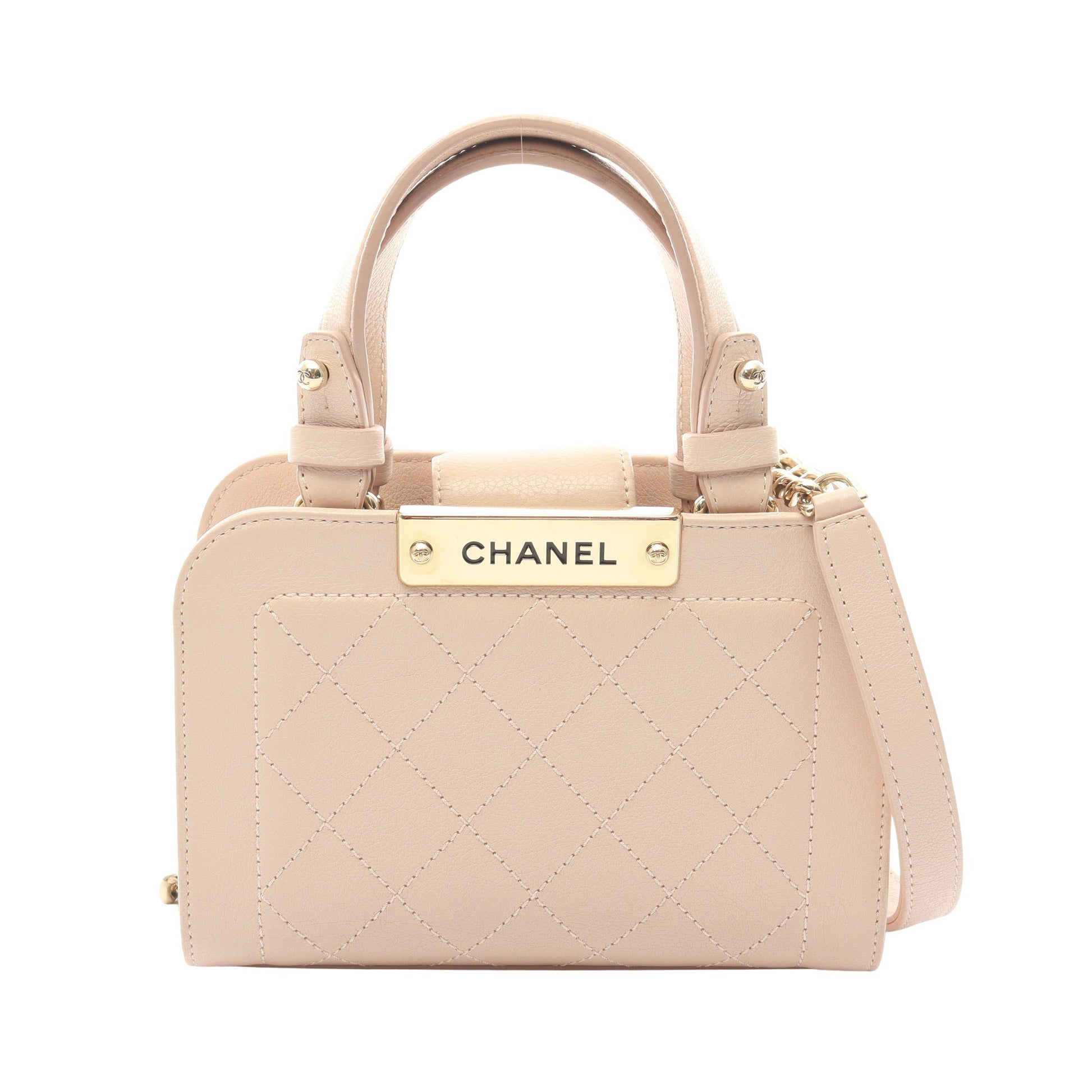 マトラッセ チェーンショルダーバッグ レザー ライトピンク ゴールド金具 2WAY シャネル バッグ CHANEL