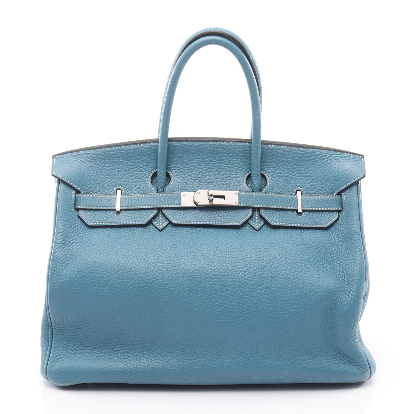 バーキン35 ブルージーン ハンドバッグ トリヨンクレマンス ライトブルー シルバー金具 □I刻印 エルメス バッグ HERMES