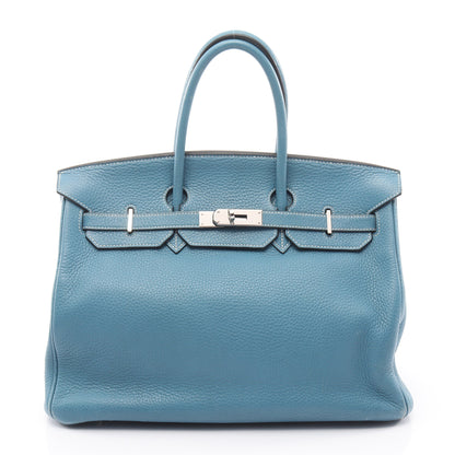 バーキン35 ブルージーン ハンドバッグ トリヨンクレマンス ライトブルー シルバー金具 □I刻印 エルメス バッグ HERMES