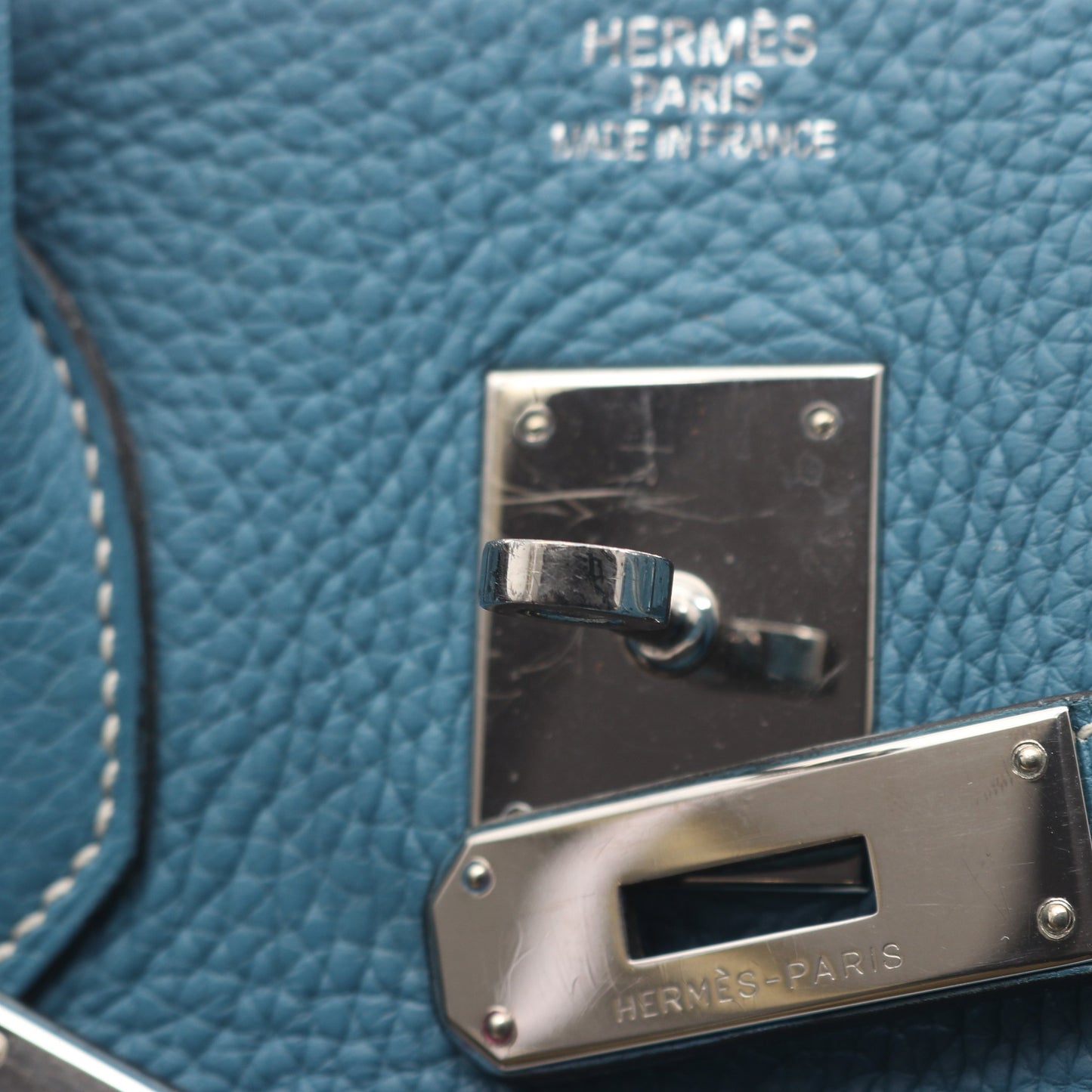 バーキン35 ブルージーン ハンドバッグ トリヨンクレマンス ライトブルー シルバー金具 □I刻印 エルメス バッグ HERMES