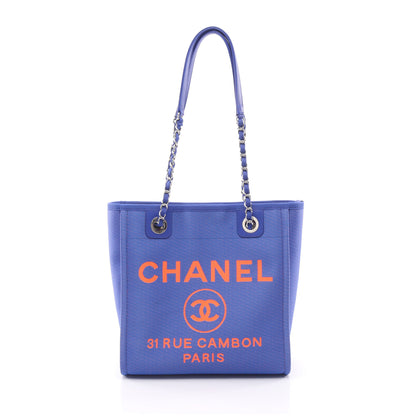 ドーヴィルPM チェーンショルダーバッグ チェーントートバッグ キャンバス レザー ブルー オレンジレッド シルバー金具 シャネル バッグ CHANEL