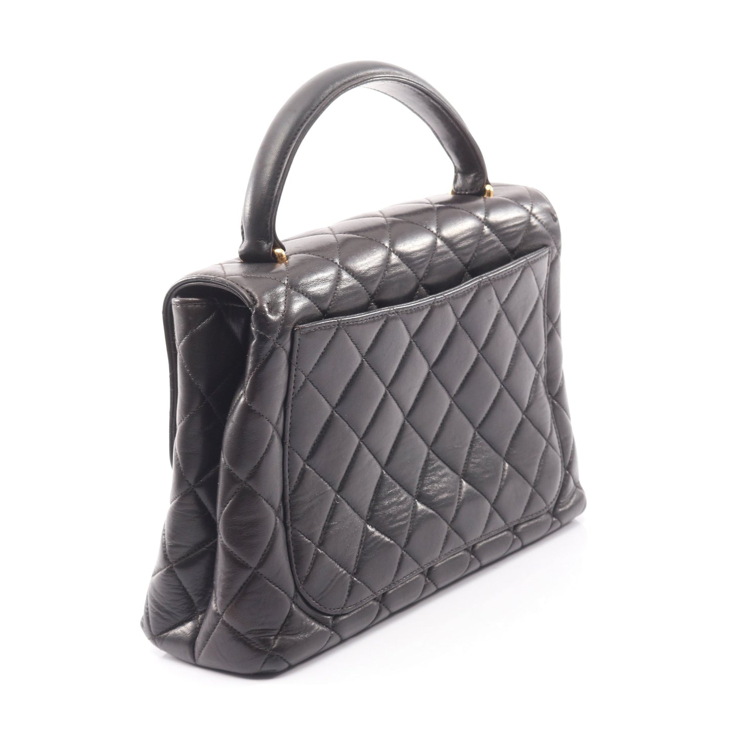 マトラッセ トップハンドル ハンドバッグ ラムスキン ブラック ゴールド金具 シャネル バッグ CHANEL