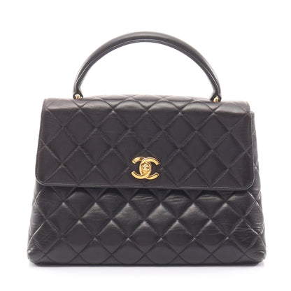 マトラッセ トップハンドル ハンドバッグ ラムスキン ブラック ゴールド金具 シャネル バッグ CHANEL