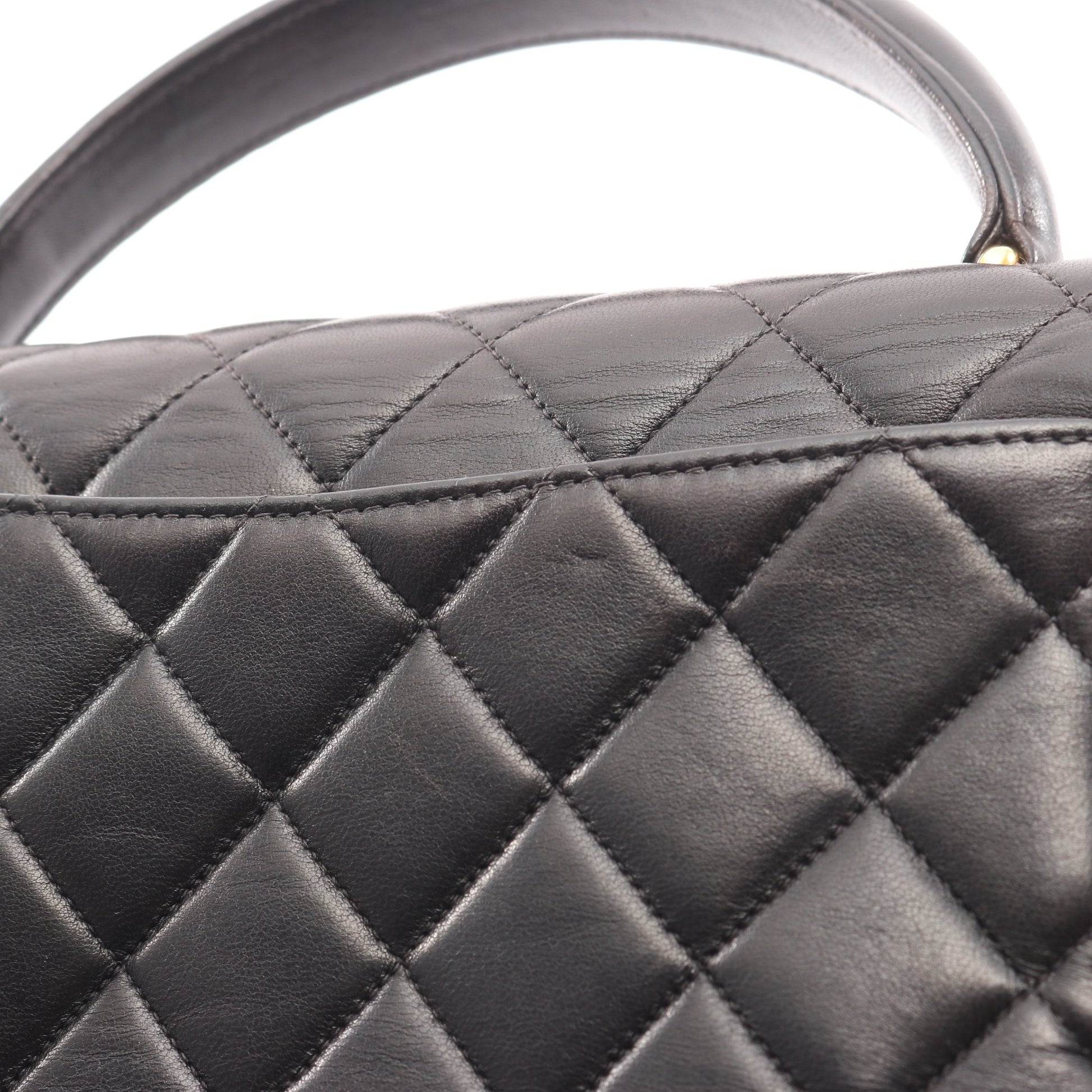 マトラッセ トップハンドル ハンドバッグ ラムスキン ブラック ゴールド金具 シャネル バッグ CHANEL