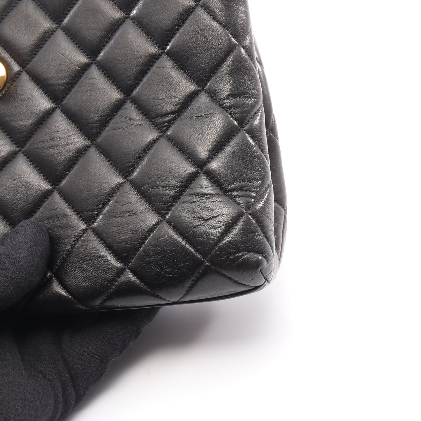 マトラッセ トップハンドル ハンドバッグ ラムスキン ブラック ゴールド金具 シャネル バッグ CHANEL