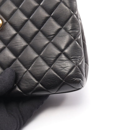 マトラッセ トップハンドル ハンドバッグ ラムスキン ブラック ゴールド金具 シャネル バッグ CHANEL