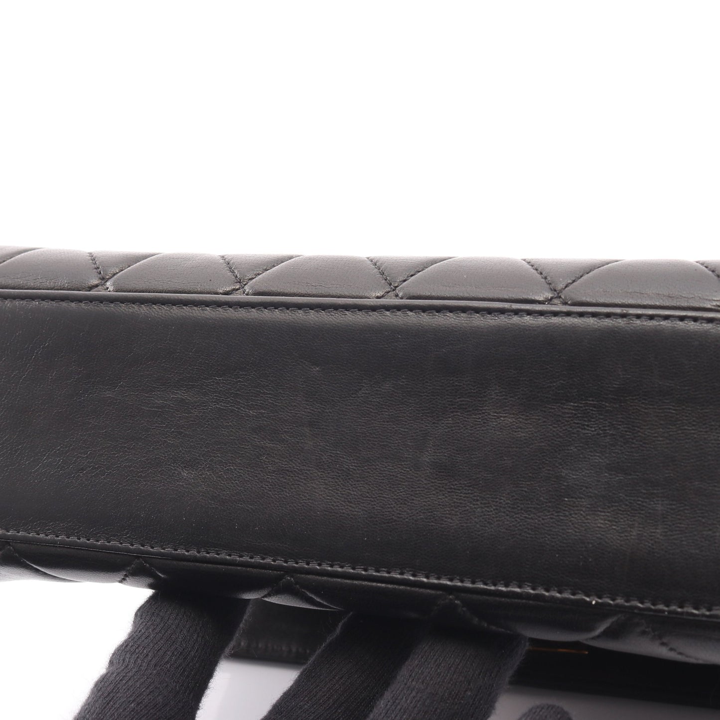 マトラッセ トップハンドル ハンドバッグ ラムスキン ブラック ゴールド金具 シャネル バッグ CHANEL