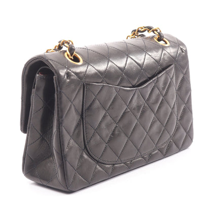 マトラッセ Wフラップ Wチェーンショルダーバッグ ラムスキン ブラック ゴールド金具 シャネル バッグ CHANEL