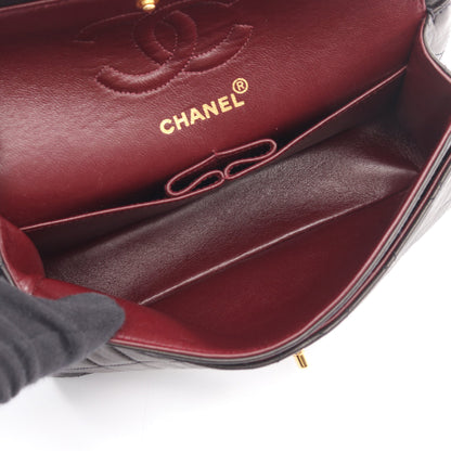 マトラッセ Wフラップ Wチェーンショルダーバッグ ラムスキン ブラック ゴールド金具 シャネル バッグ CHANEL