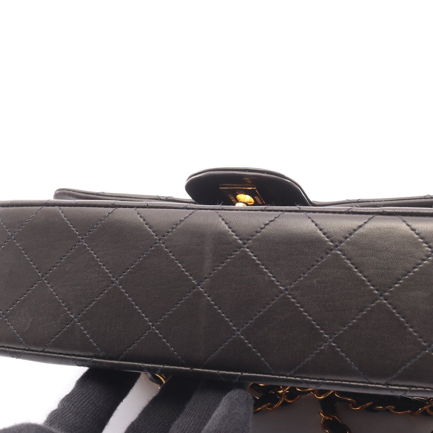 マトラッセ Wフラップ Wチェーンショルダーバッグ ラムスキン ブラック ゴールド金具 シャネル バッグ CHANEL