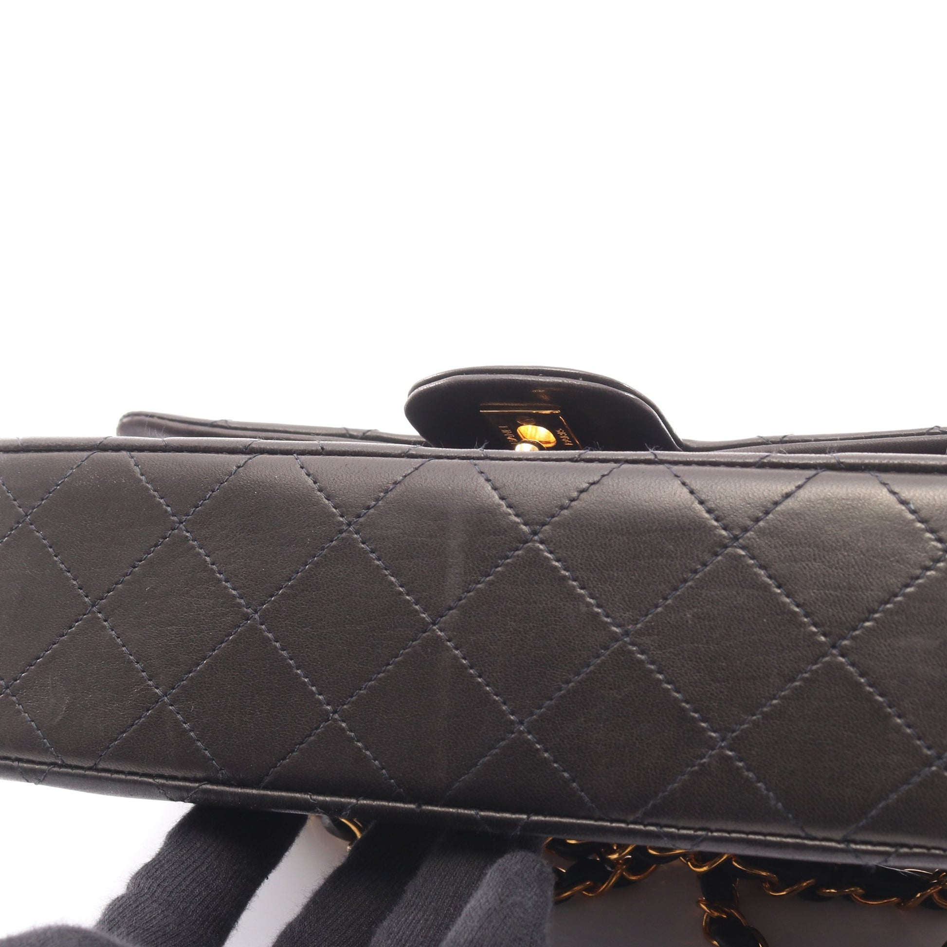 マトラッセ Wフラップ Wチェーンショルダーバッグ ラムスキン ブラック ゴールド金具 シャネル バッグ CHANEL