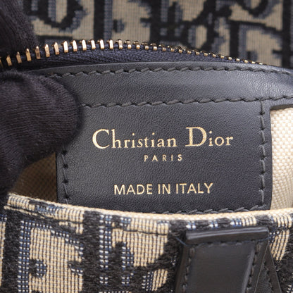 サドルバッグ オブリークジャガード ハンドバッグ キャンバス レザー アイボリー ネイビー クリスチャンディオール バッグ Christian Dior
