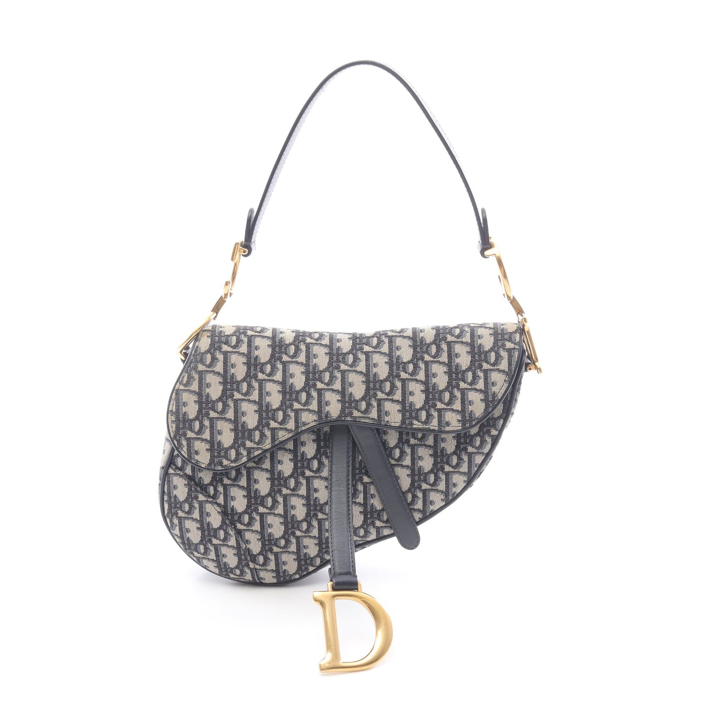 サドルバッグ オブリークジャガード ハンドバッグ キャンバス レザー アイボリー ネイビー クリスチャンディオール バッグ Christian Dior