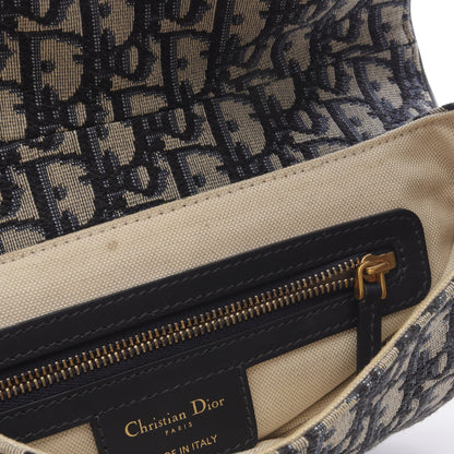 サドルバッグ オブリークジャガード ハンドバッグ キャンバス レザー アイボリー ネイビー クリスチャンディオール バッグ Christian Dior