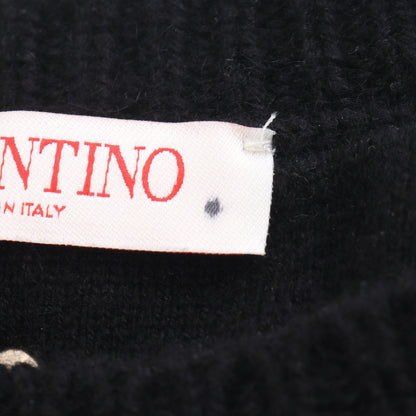 ニット クルーネック 長袖 スタッズ カシミヤ ブラック ヴァレンティノ トップス VALENTINO