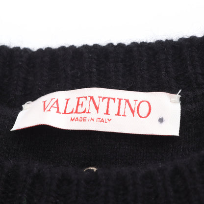 ニット クルーネック 長袖 スタッズ カシミヤ ブラック ヴァレンティノ トップス VALENTINO