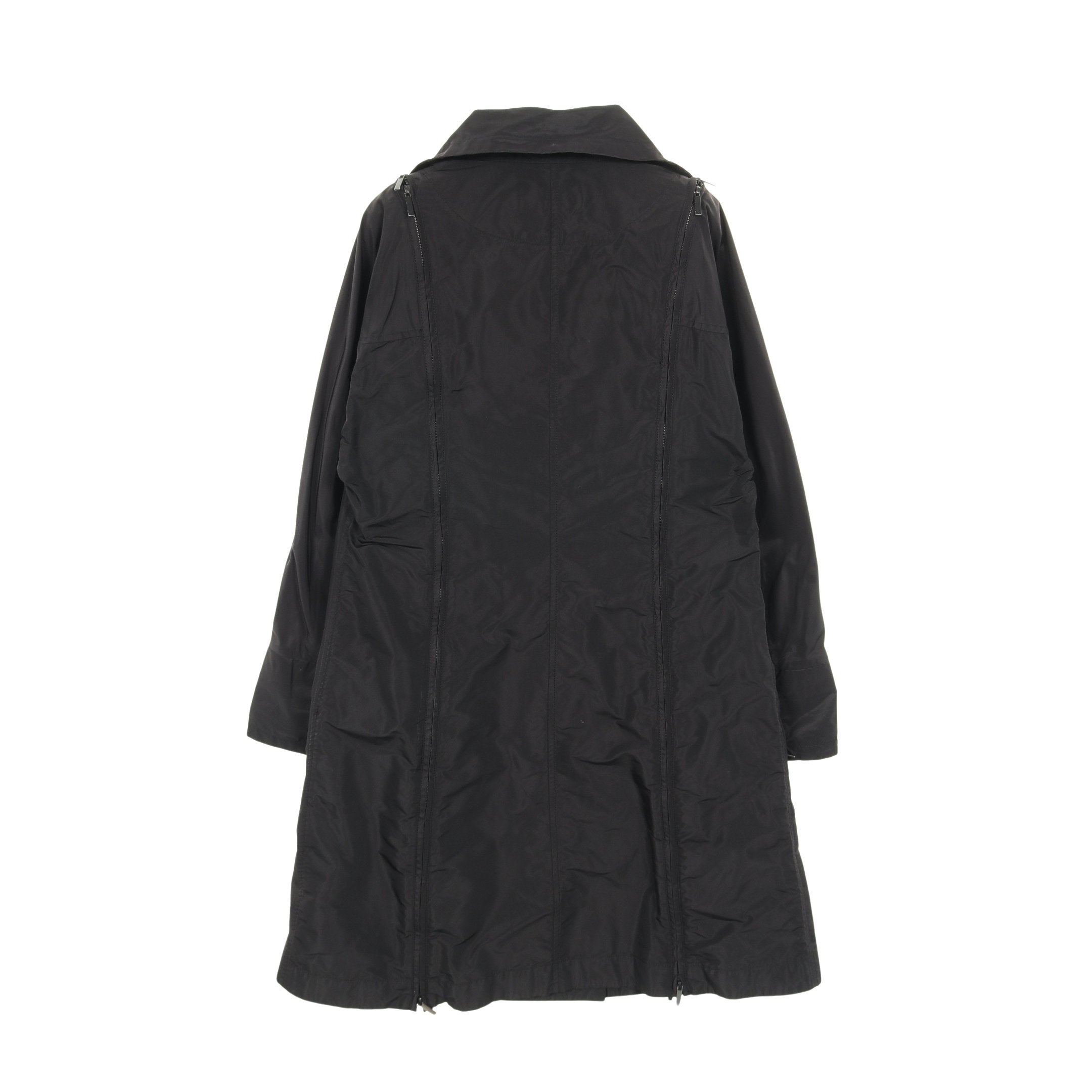 ファスナーデザイン 変形 トレンチコート ポリエスエル ブラック