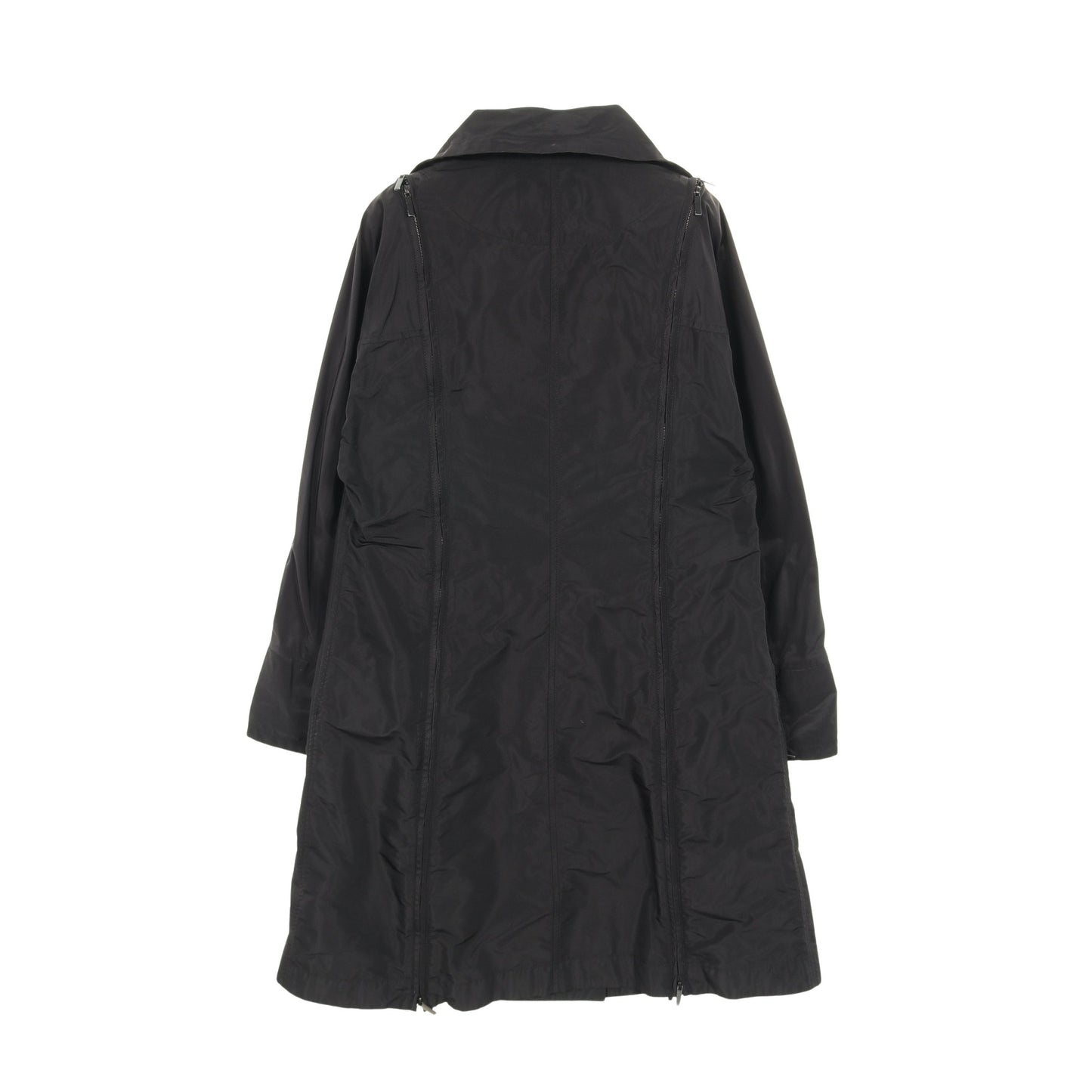 ファスナーデザイン 変形 トレンチコート ポリエスエル ブラック イッセイミヤケ アウター ISSEY MIYAKE