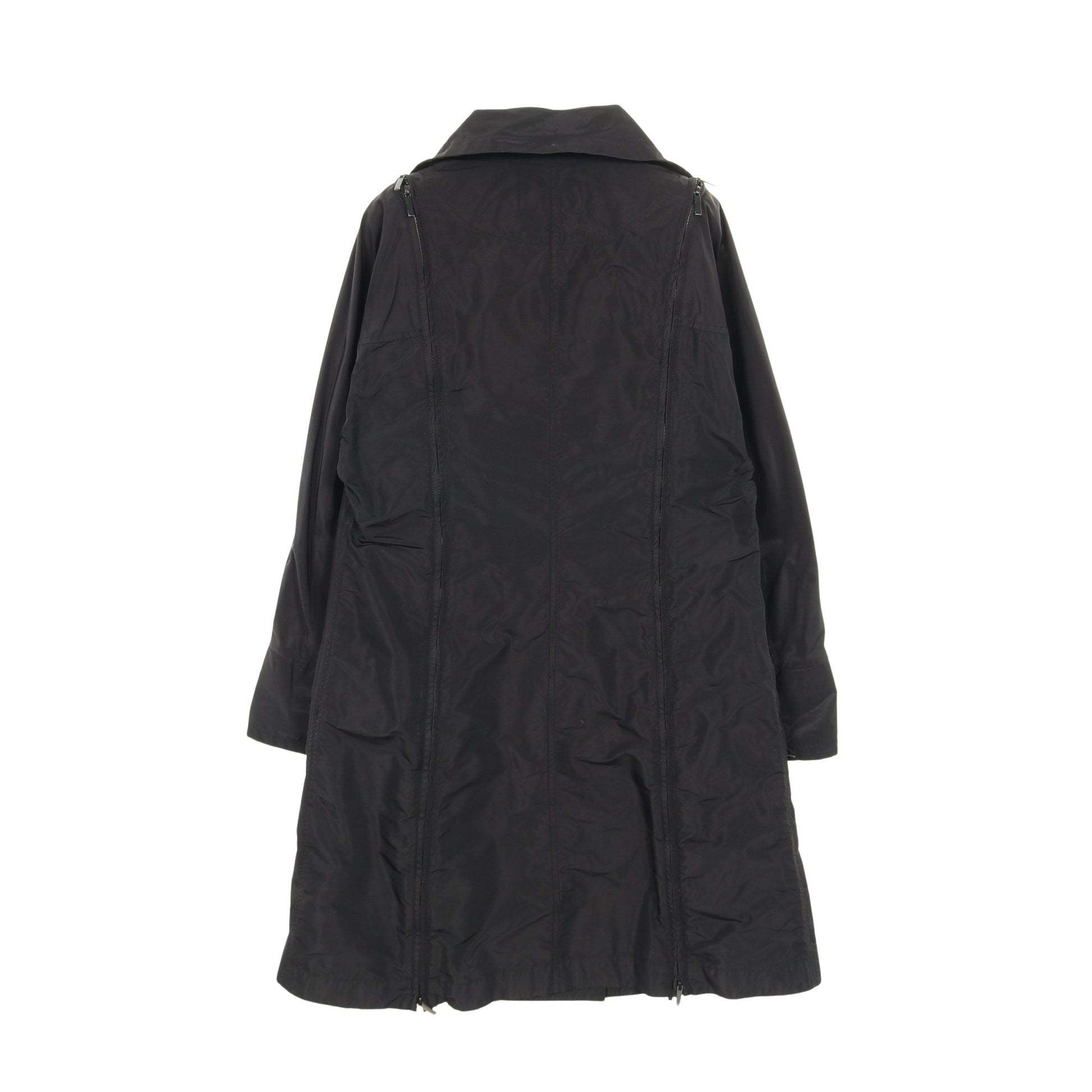 ファスナーデザイン 変形 トレンチコート ポリエスエル ブラック イッセイミヤケ アウター ISSEY MIYAKE