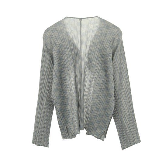 プリーツ カーディガン 格子柄 グレー プリーツプリーズ トップス PLEATS PLEASE