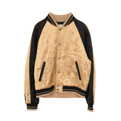 テディ ボンバージャケット キルティングジャケット レーヨン リネン ベージュ ブラック サンローランパリ アウター SAINT LAURENT PARIS