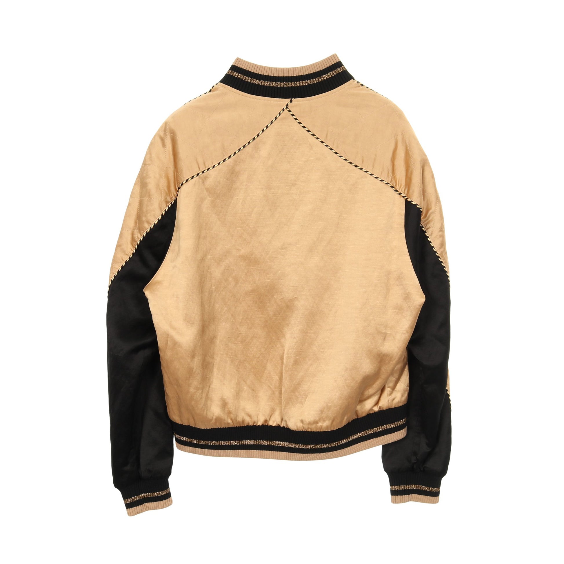 テディ ボンバージャケット キルティングジャケット レーヨン リネン ベージュ ブラック サンローランパリ アウター SAINT LAURENT PARIS