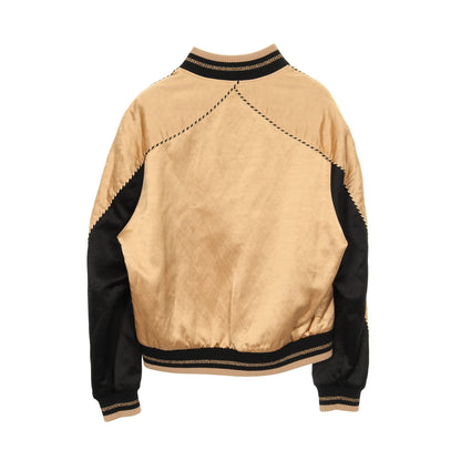 テディ ボンバージャケット キルティングジャケット レーヨン リネン ベージュ ブラック サンローランパリ アウター SAINT LAURENT PARIS