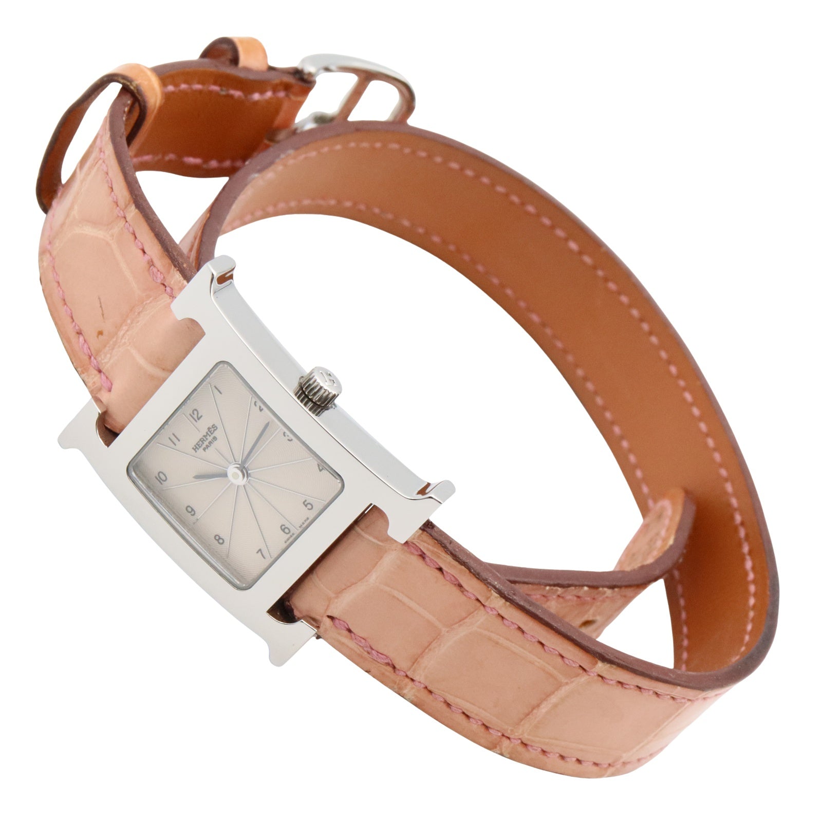 エルメス HERMES Hウォッチ レディース クォーツ 腕時計 SS Hウォッチ レディース 腕時計 クオーツ ステンレススチール クロコ革