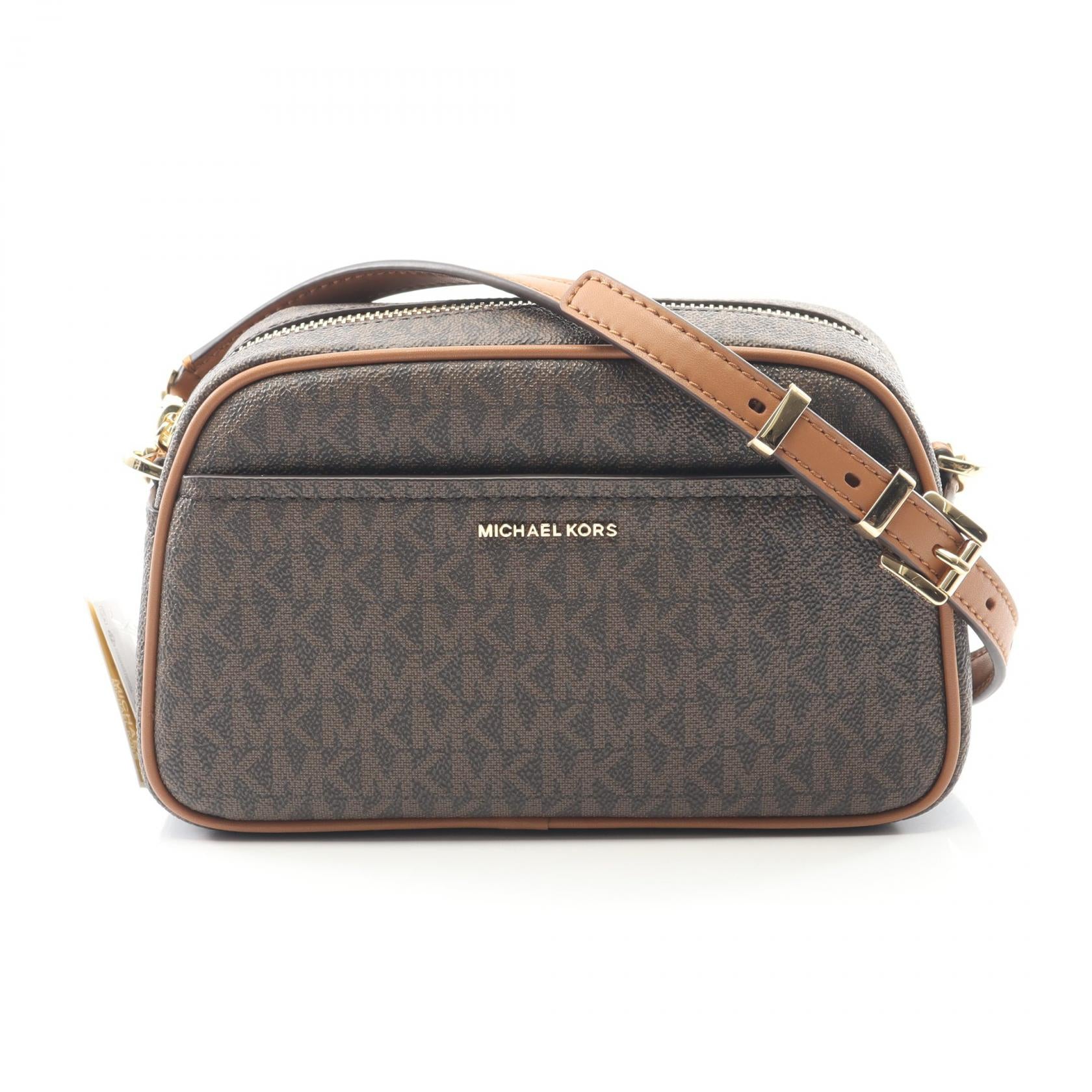 マイケルコース Michael Kors JET SET ジェットセット スモール ショルダーバッグ バッグ PVCコーティングキャンバス レザー レディース ホワイト系 / ブラウン系 32F5GJ6C5B149 【新品】 JET SET ジェットセット スモール ショルダーバッグ PVCコーティング